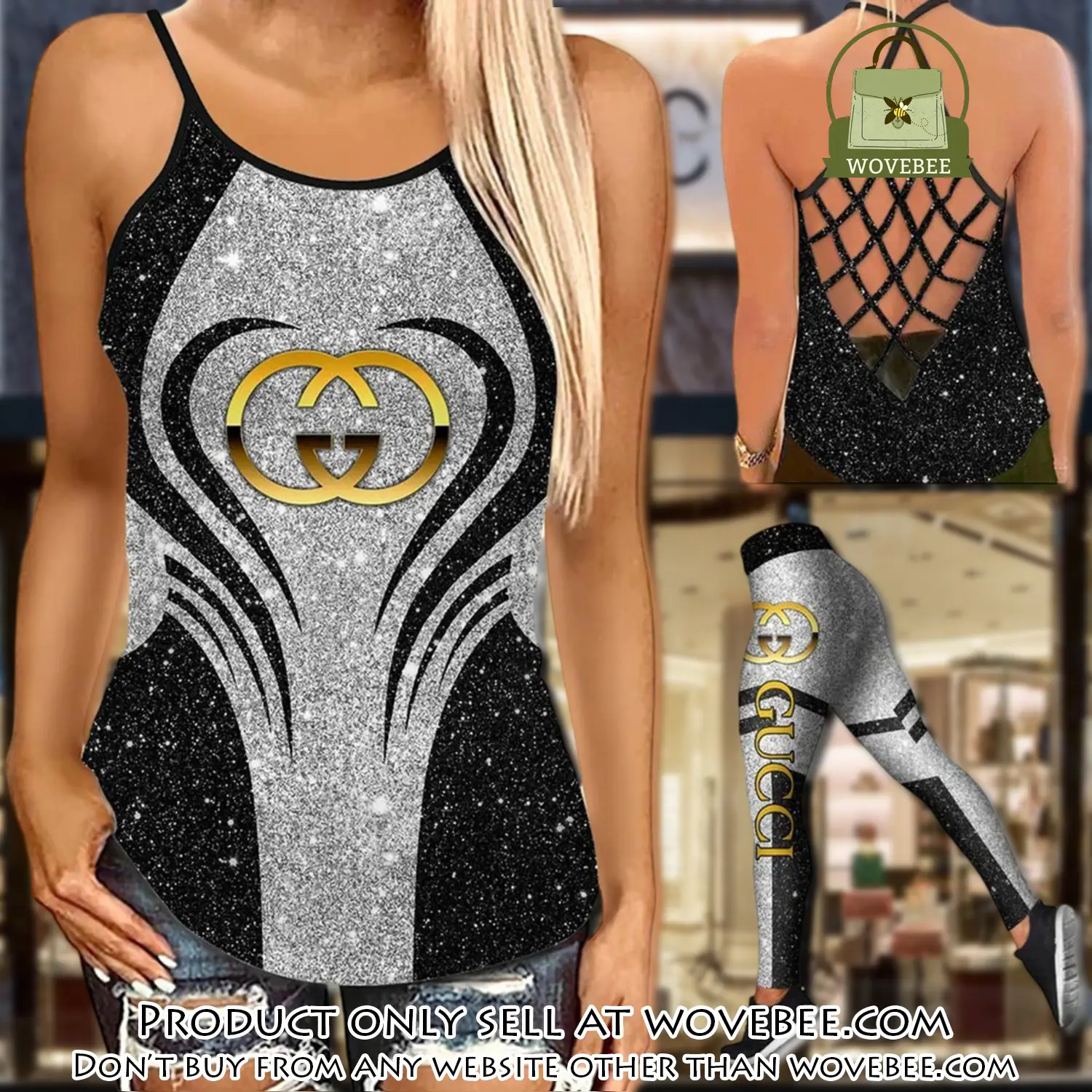 Gucci tank top leggings set luxury brand for women yoga gym qcf wvb0323646